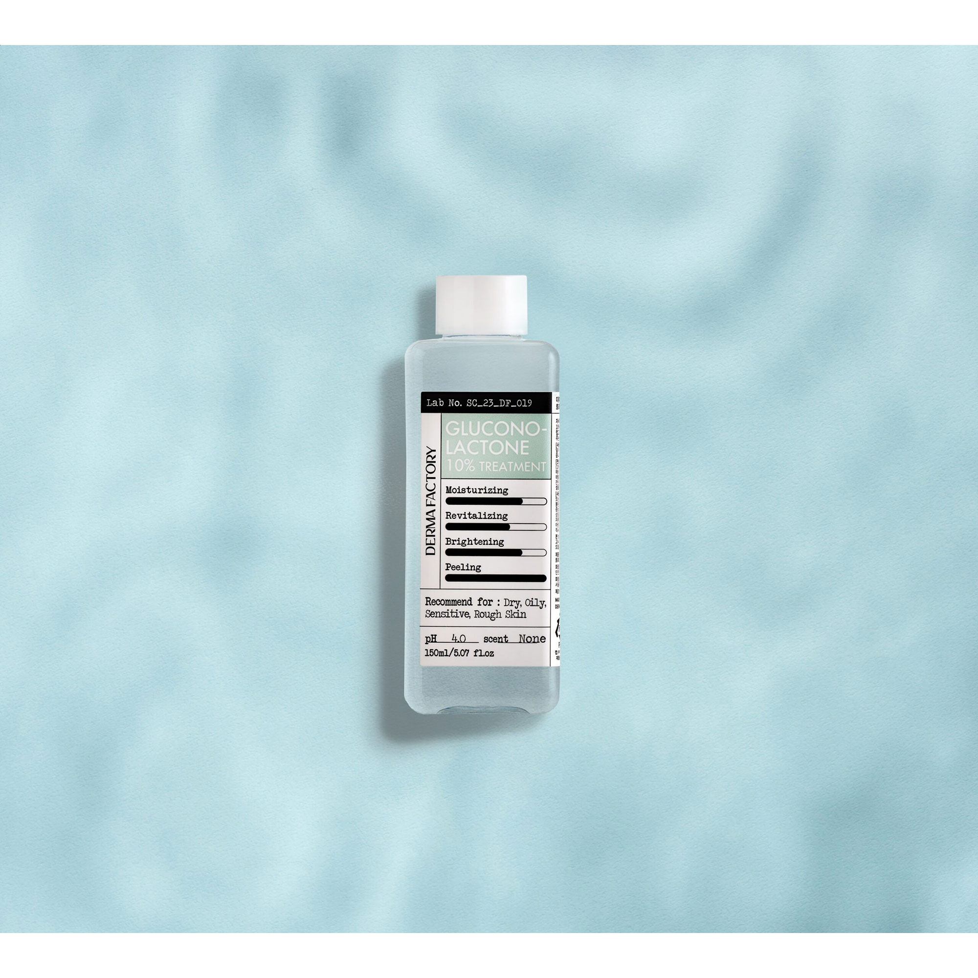Зволожувальний пілінг-тонер для обличчя Derma Factory 10% Gluconolactone Treatment з 10% РНА-кислоти, 150 мл